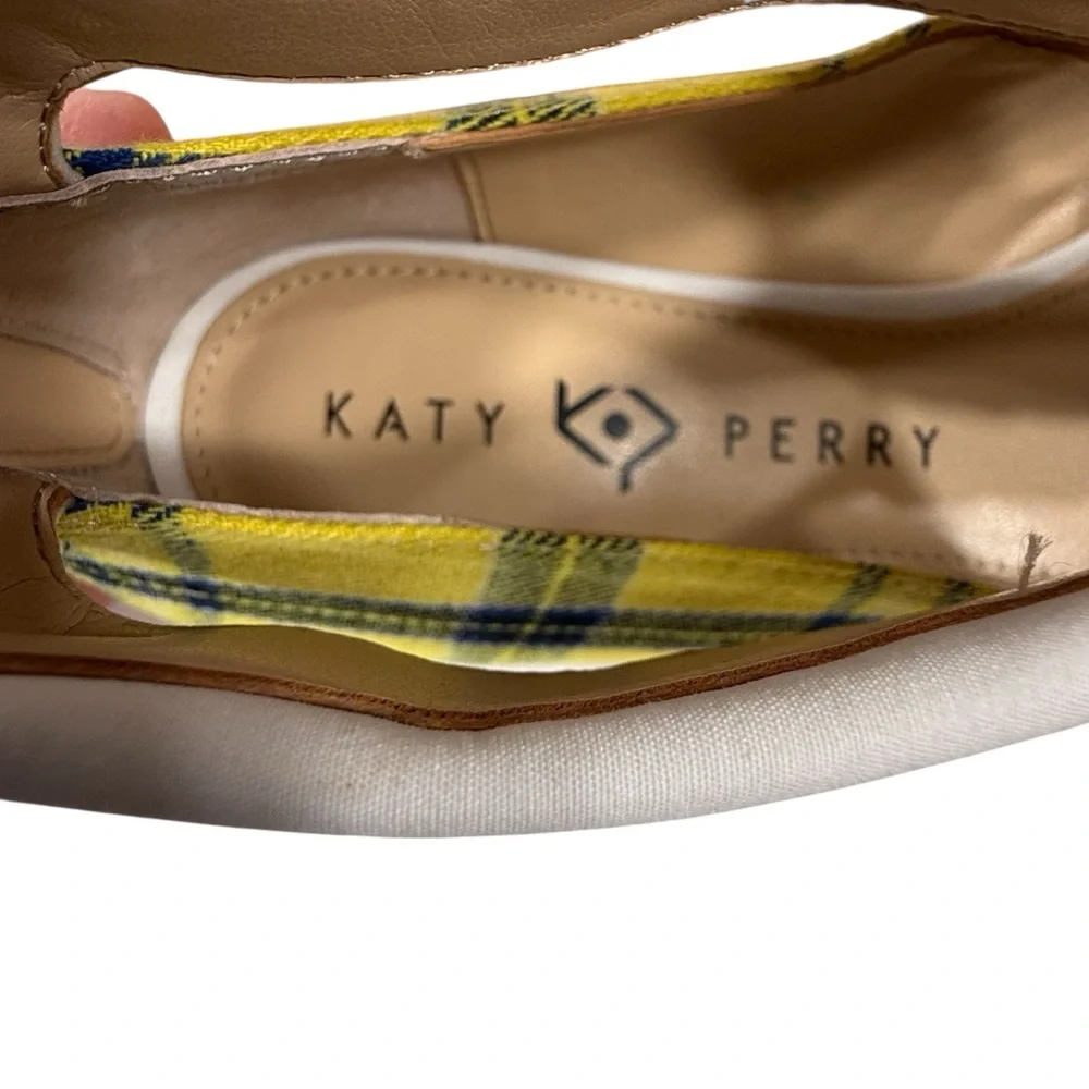 New In Box Katy Perry Collections The Uni Plaid Yellow Flats Size 7.5M - Picture 10 of 12
